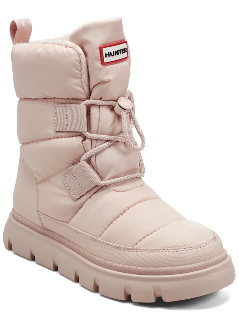 NWT Hunter Womens Moon Lug Sole Insulated Waterproof Booties in light natural